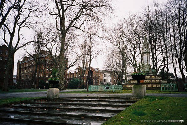 The steps leading up to the hill-top memorial