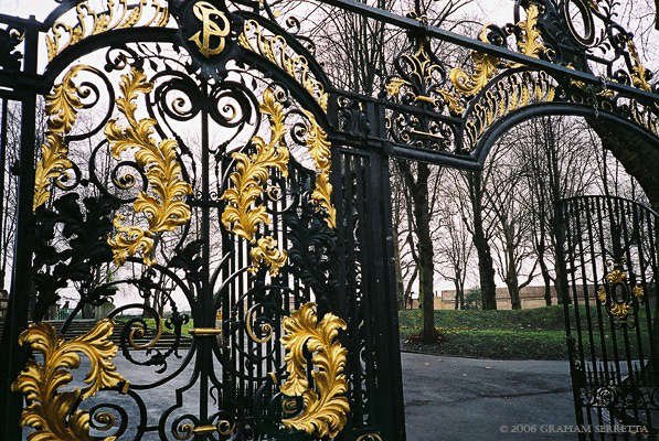 The Iron Filigree gates to the Old St Pancras Churchyard Gardens
